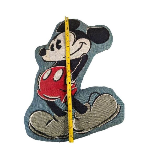 Vintage Disney Mickey Mouse Shaped Tapestry Throw Accent Pillow Cushion 20" READ - Picture 5 of 6